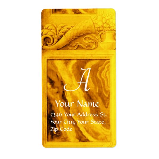 CORNUCOPIA MONOGRAM, felgeel goud Etiket (Voorkant)