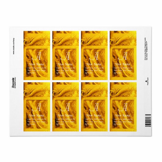 CORNUCOPIA MONOGRAM, felgeel goud Etiket (Full Sheet)