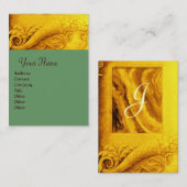 CORNUCOPIA MONOGRAM, felgeel goud, groen Visitekaartje (Voorkant / Achterkant)