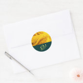 CORNUCOPIA MONOGRAM, felgeel groen Ronde Sticker (Envelop)