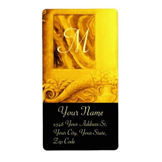 CORNUCOPIA MONOGRAM, felgeel zwart Etiket (Voorkant)