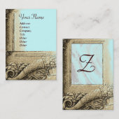 CORNUCOPIA MONOGRAM, felzwart grijs, hemelblauw Visitekaartje (Voorkant / Achterkant)