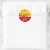 CORNUCOPIA MONOGRAM, heldere goudgele fuchsie Ronde Sticker (Tas)