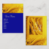 CORNUCOPIA MONOGRAM, heldergeel, blauw Visitekaartje (Voorkant / Achterkant)