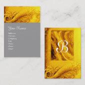 CORNUCOPIA MONOGRAM, heldergeel, grijs Visitekaartje (Voorkant / Achterkant)