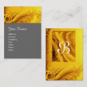CORNUCOPIA MONOGRAM, heldergeel, grijs Visitekaartje (Voorkant / Achterkant)
