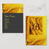 CORNUCOPIA MONOGRAM, heldergeel, grijs Visitekaartje (Voorkant / Achterkant)