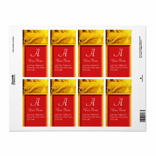 CORNUCOPIA MONOGRAM, heldergeel rood Etiket (Full Sheet)