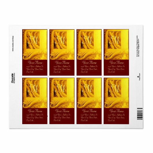 CORNUCOPIA MONOGRAM, heldergeel rood Etiket (Full Sheet)