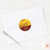 CORNUCOPIA MONOGRAM, heldergeel rood Ronde Sticker (Envelop)