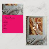 CORNUCOPIA MONOGRAM, heldergrijs, fuchsie, roze Visitekaartje (Voorkant / Achterkant)