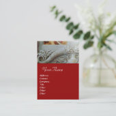 CORNUCOPIA MONOGRAM, heldergrijs, rood Visitekaartje (Staand voorkant)