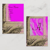 CORNUCOPIA MONOGRAM, heldergrijs, zwart, roze, fuc Visitekaartje (Voorkant / Achterkant)
