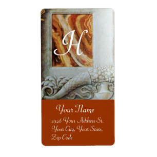 CORNUCOPIA MONOGRAM, zwart-wit grijs bruin Etiket