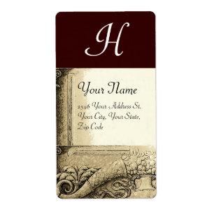 CORNUCOPIA MONOGRAM, zwart-wit grijs bruin Etiket