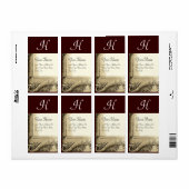 CORNUCOPIA MONOGRAM, zwart-wit grijs bruin Etiket (Full Sheet)