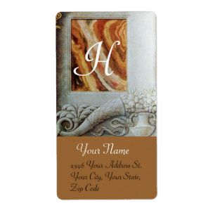 CORNUCOPIA MONOGRAM, zwart-wit grijs bruin Etiket