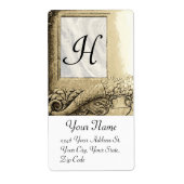 CORNUCOPIA MONOGRAM, zwart-wit grijs Etiket (Voorkant)