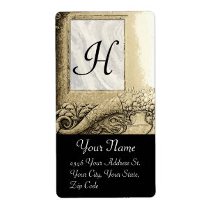 CORNUCOPIA MONOGRAM, zwart-wit grijs Etiket