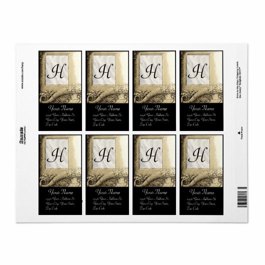 CORNUCOPIA MONOGRAM, zwart-wit grijs Etiket (Full Sheet)