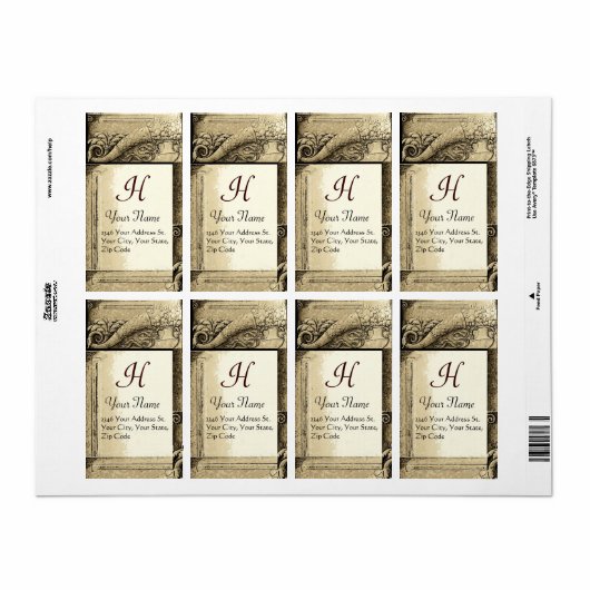 CORNUCOPIA MONOGRAM, zwart-wit grijs Etiket (Full Sheet)