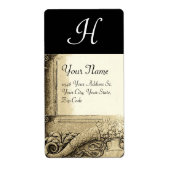 CORNUCOPIA MONOGRAM, zwart-wit grijs zwart Etiket (Voorkant)