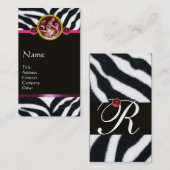 CORNUCOPIA PINK BLACK WHITE ZEBRA FUR MONOGRAM VISITEKAARTJE (Voorkant / Achterkant)