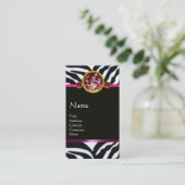CORNUCOPIA PINK BLACK WHITE ZEBRA FUR MONOGRAM VISITEKAARTJE (Staand voorkant)