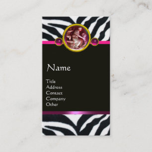 CORNUCOPIA PINK BLACK WHITE ZEBRA FUR MONOGRAM VISITEKAARTJE