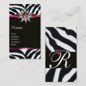 CORNUCOPIA PINK BLACK WHITE ZEBRA FUR MONOGRAM VISITEKAARTJE (Voorkant / Achterkant)