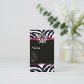 CORNUCOPIA PINK BLACK WHITE ZEBRA FUR MONOGRAM VISITEKAARTJE (Staand voorkant)