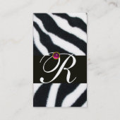 CORNUCOPIA PINK BLACK WHITE ZEBRA FUR MONOGRAM VISITEKAARTJE (Achterkant)