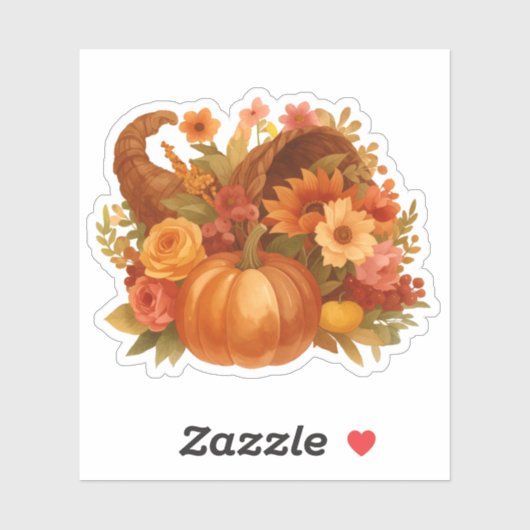 Cornucopia Pumpkin Autumn Harvest Sticker (Vel)