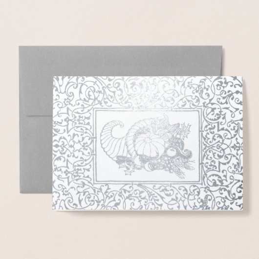 Cornucopia Real Folie Thanksgiving Dinner Invitae Folie Kaarten (Voorkant met envelop)