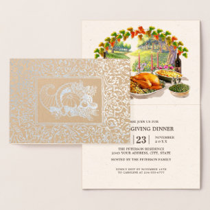Cornucopia Real Folie Thanksgiving Dinner Invitae Kaarten