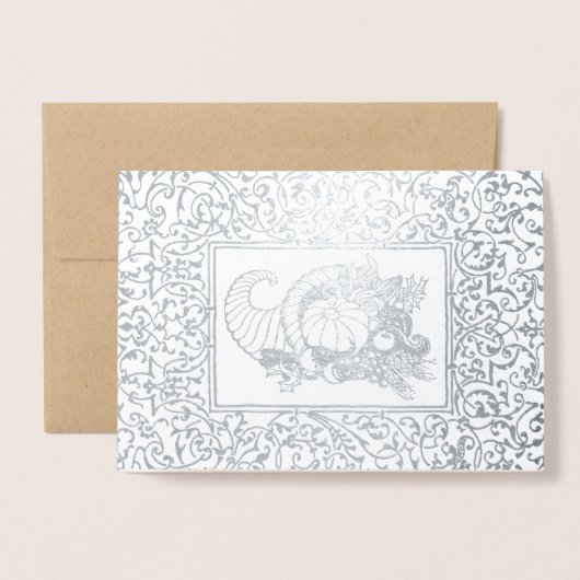 Cornucopia Real Folie Thanksgiving Dinner Invitae Kaarten (Voorkant met envelop)