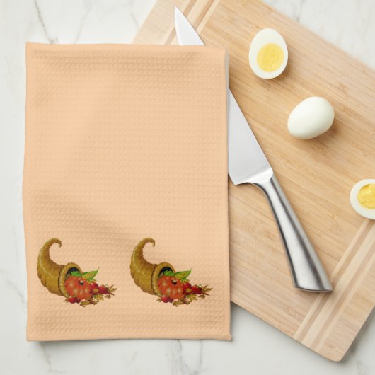 Cornucopia Row Peach Keuken Handdoeken (Quarter Fold)