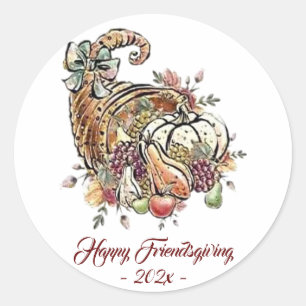 Cornucopia sublimatie Red Friendsgiving Ronde Sticker