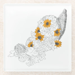 Cornucopia Sunflower Pumpkins Glazen Onderzetter