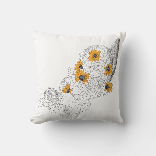 Cornucopia Sunflower Pumpkins Kussen (Voorkant)