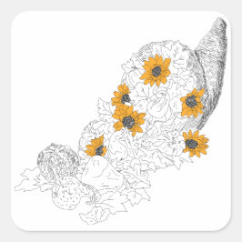 Cornucopia Sunflower Pumpkins Vierkante Sticker