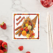 Cornucopia Thankgiving Dinner Napkins Servetten (Insitu)