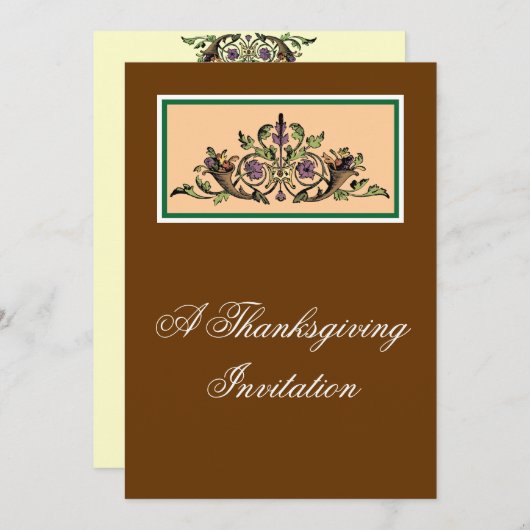 Cornucopia Thanksgiving Aangepaste Uitnodigingen (Voorkant / Achterkant)