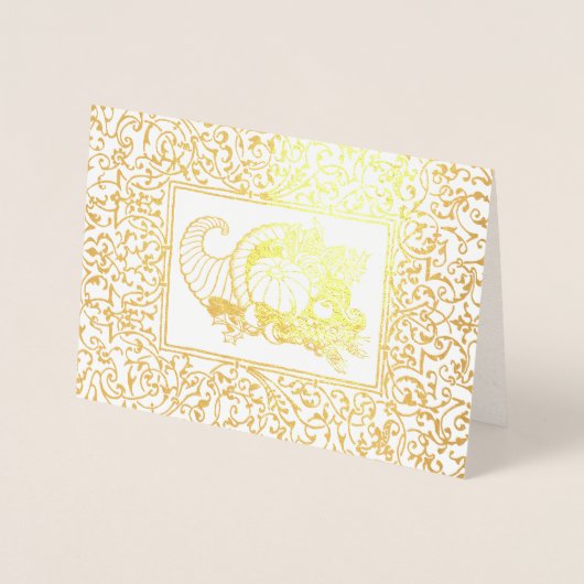 Cornucopia Thanksgiving diner uitnodigen Folie Kaa Kaarten (Voorkant)