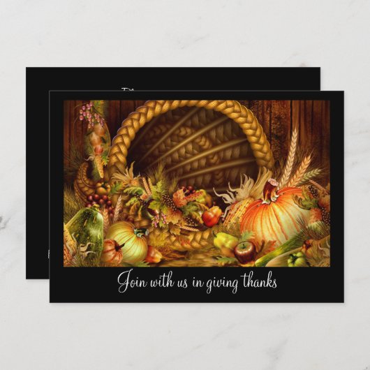 Cornucopia Thanksgiving Dinner Party Kaart (Voorkant / Achterkant)