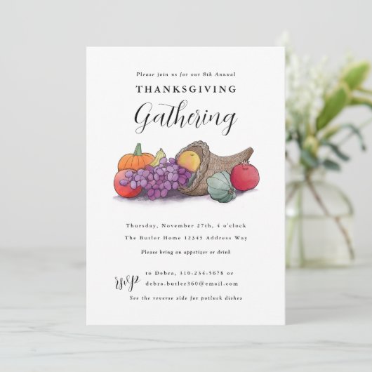 Cornucopia Thanksgiving Verzamelen Kaart (Staand voorkant)