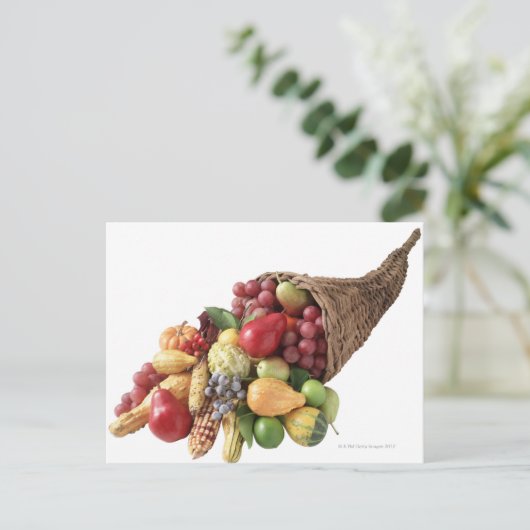 Cornucopia van groenten en fruit briefkaart (Staand voorkant)