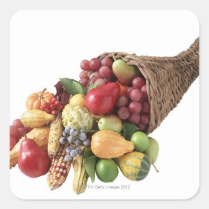 Cornucopia van groenten en fruit vierkante sticker