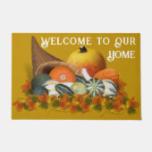 Cornucopia with Fall Gourds Thanksgiving Deurmat (Voorkant)