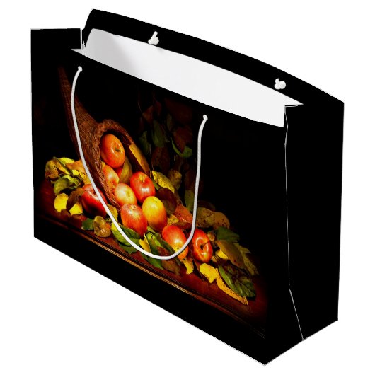 Cornucopie met appels groot cadeauzakje (Achterkant Gekanteld)
